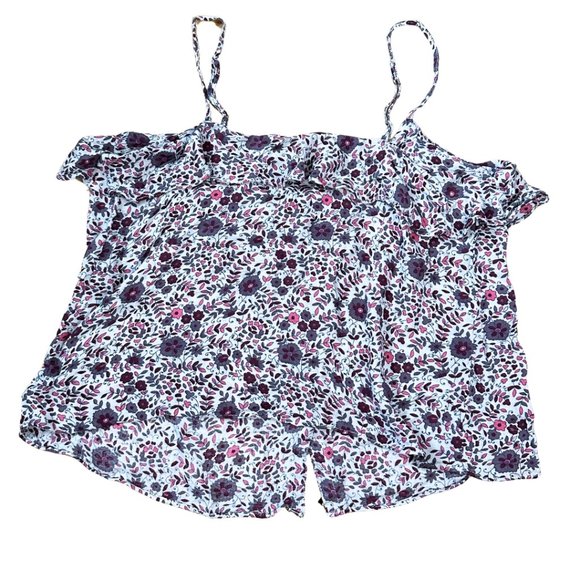 SOLD american eagle floral fairycore ruffle crop top summer tank top size large - Picture 5 of 11